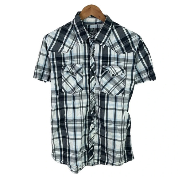 Reclaimed Vintage Other - BF18 Mens RECLAIM Relaxed Trendy Pearl Button Snap Hipster Shirt M